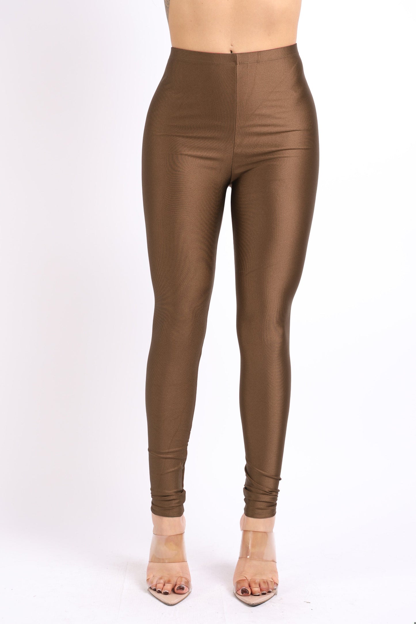 Plus Size Stretch Skinny Shiny Neon Active Yoga Pilates Club Party High Rise Elastic Leggings Pants Tights