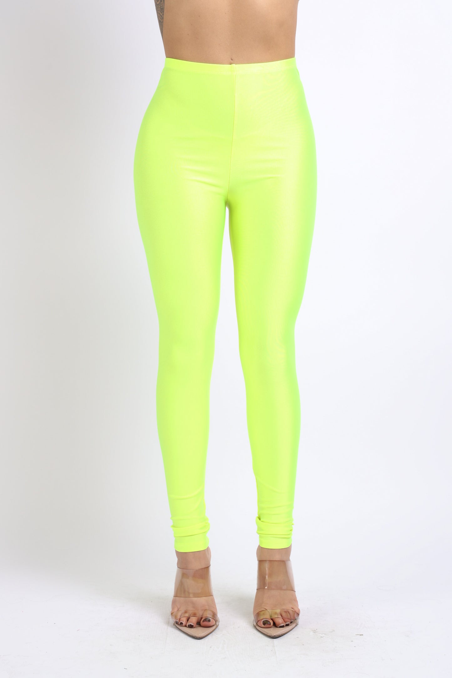 Stretch Skinny Shiny Neon Active Yoga Pilates Club Party High Rise Elastic Leggings Pants Tights