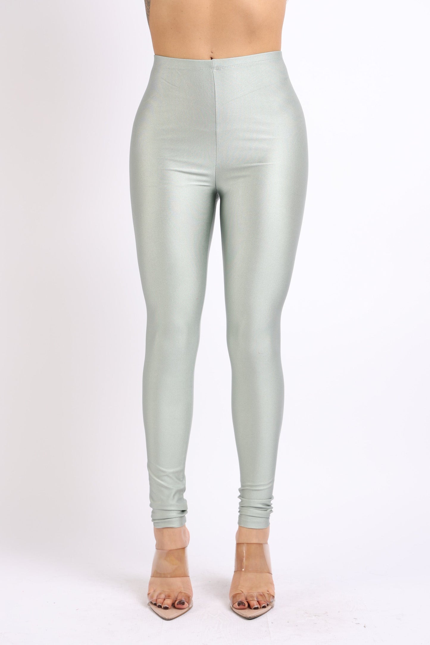 Plus Size Stretch Skinny Shiny Neon Active Yoga Pilates Club Party High Rise Elastic Leggings Pants Tights