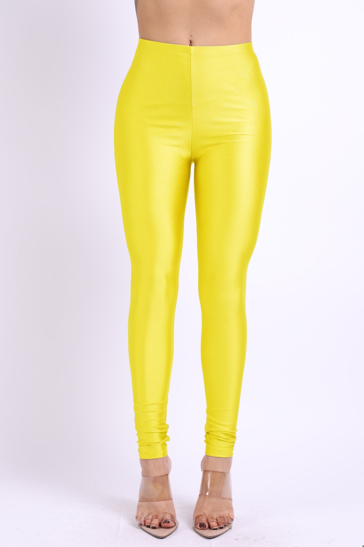Plus Size Stretch Skinny Shiny Neon Active Yoga Pilates Club Party High Rise Elastic Leggings Pants Tights