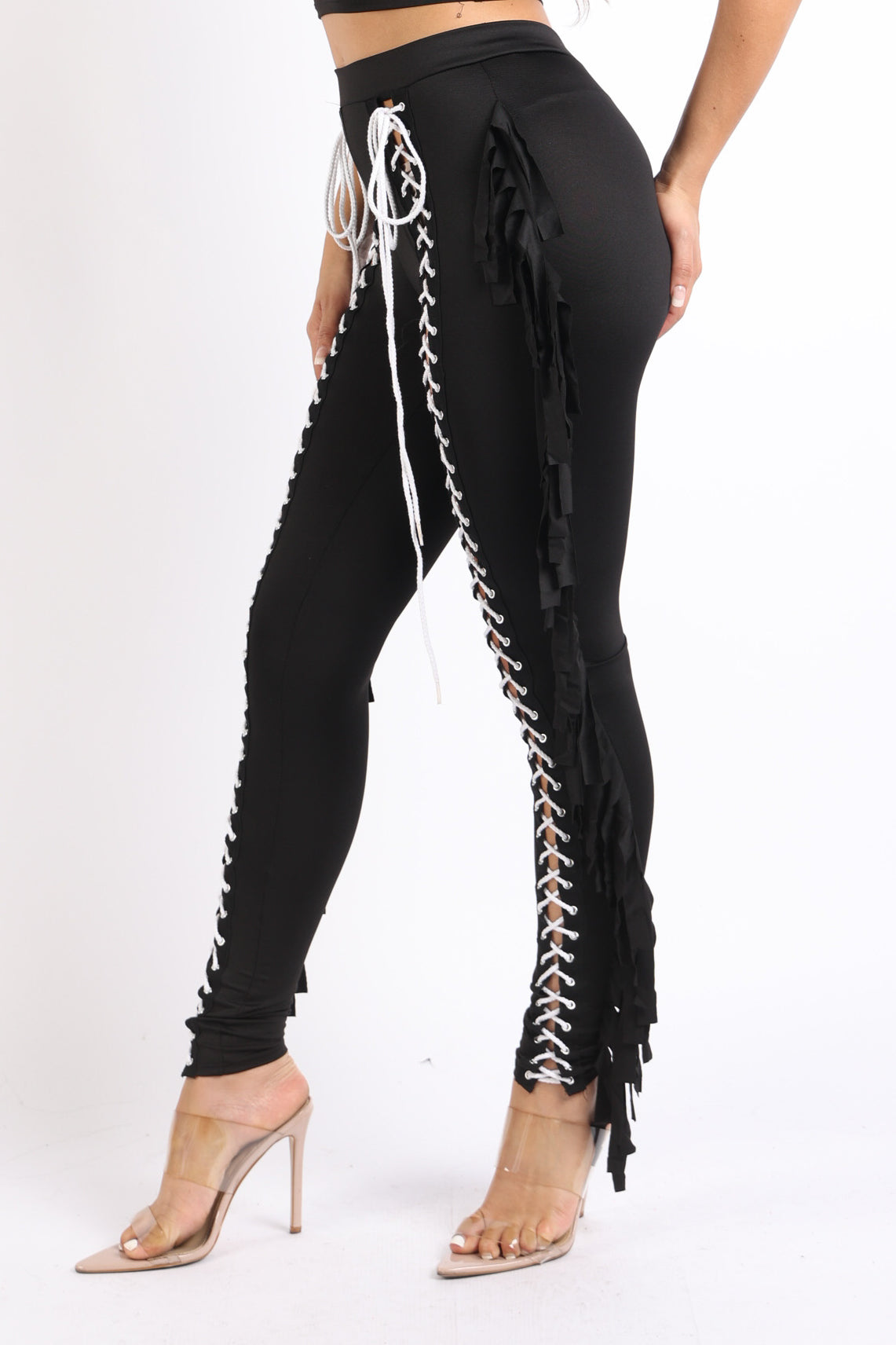 Lace Up Pants High Waist Leggings Trousers Tights Skinny Stretch and Fit Curves Perfectly