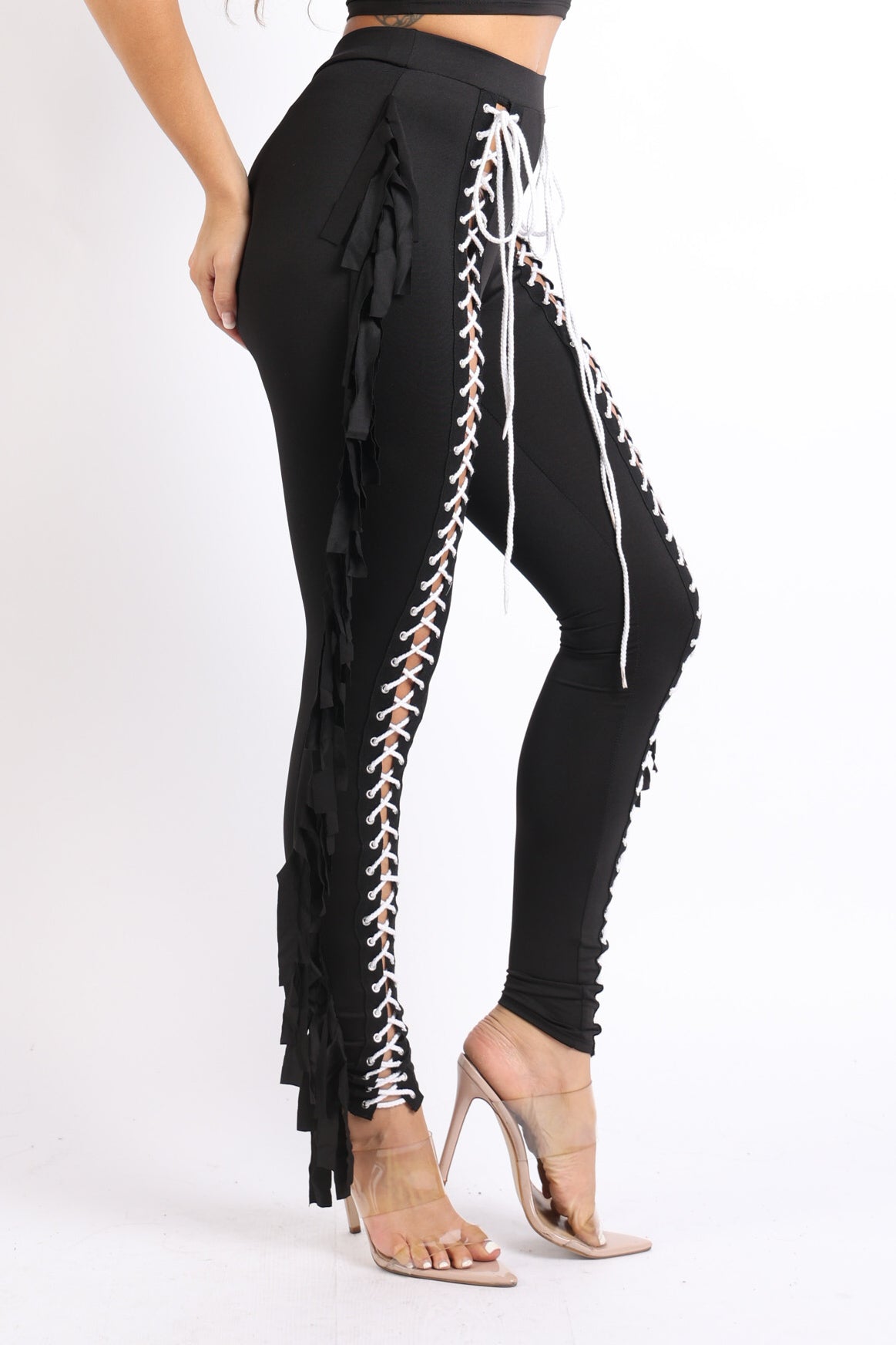 Lace Up Pants High Waist Leggings Trousers Tights Skinny Stretch and Fit Curves Perfectly