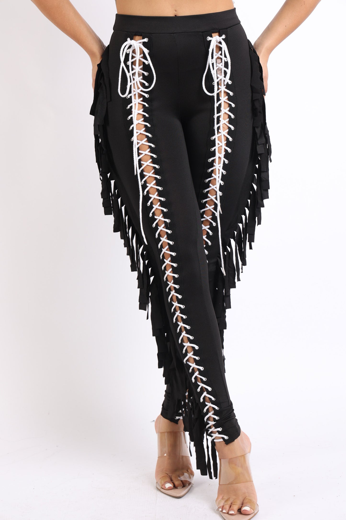 Lace Up Pants High Waist Leggings Trousers Tights Skinny Stretch and Fit Curves Perfectly