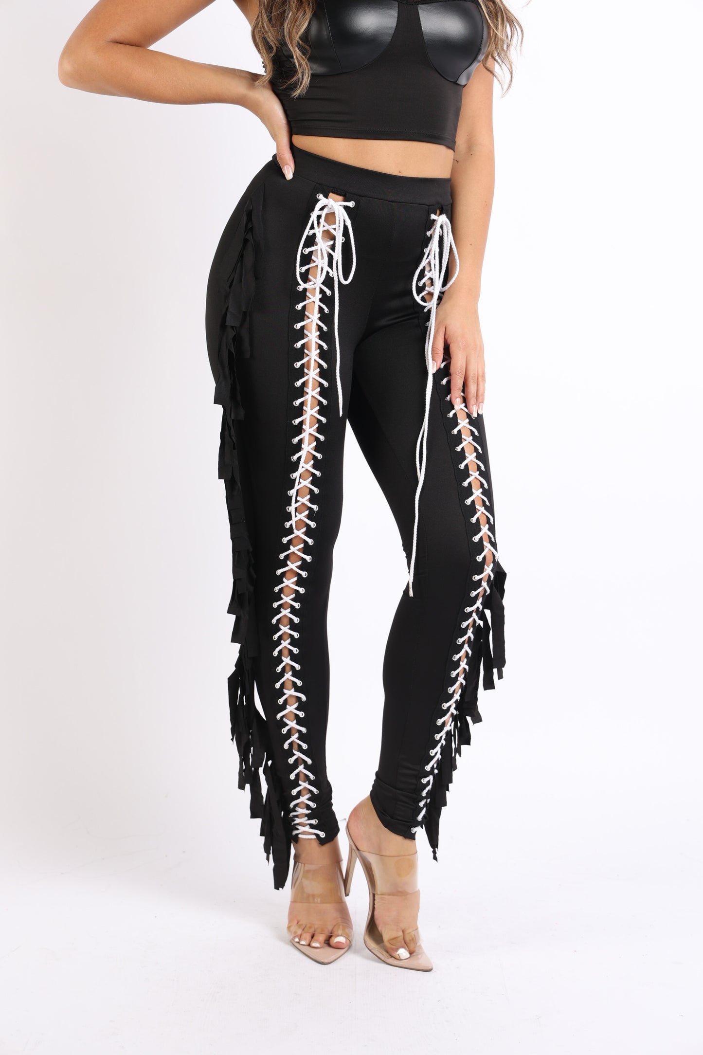 Lace Up Pants High Waist Leggings Trousers Tights Skinny Stretch and Fit Curves Perfectly