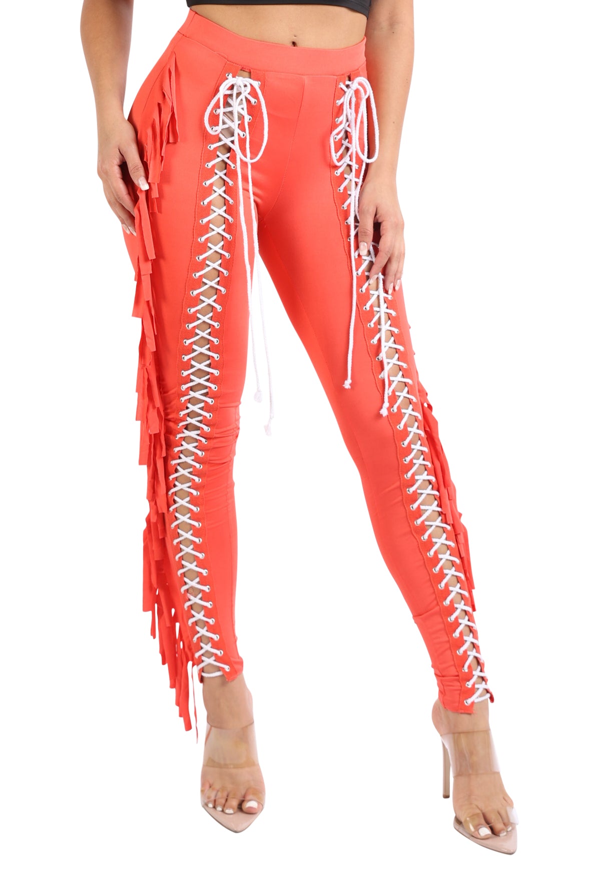 Lace Up Pants High Waist Leggings Trousers Tights Skinny Stretch and Fit Curves Perfectly