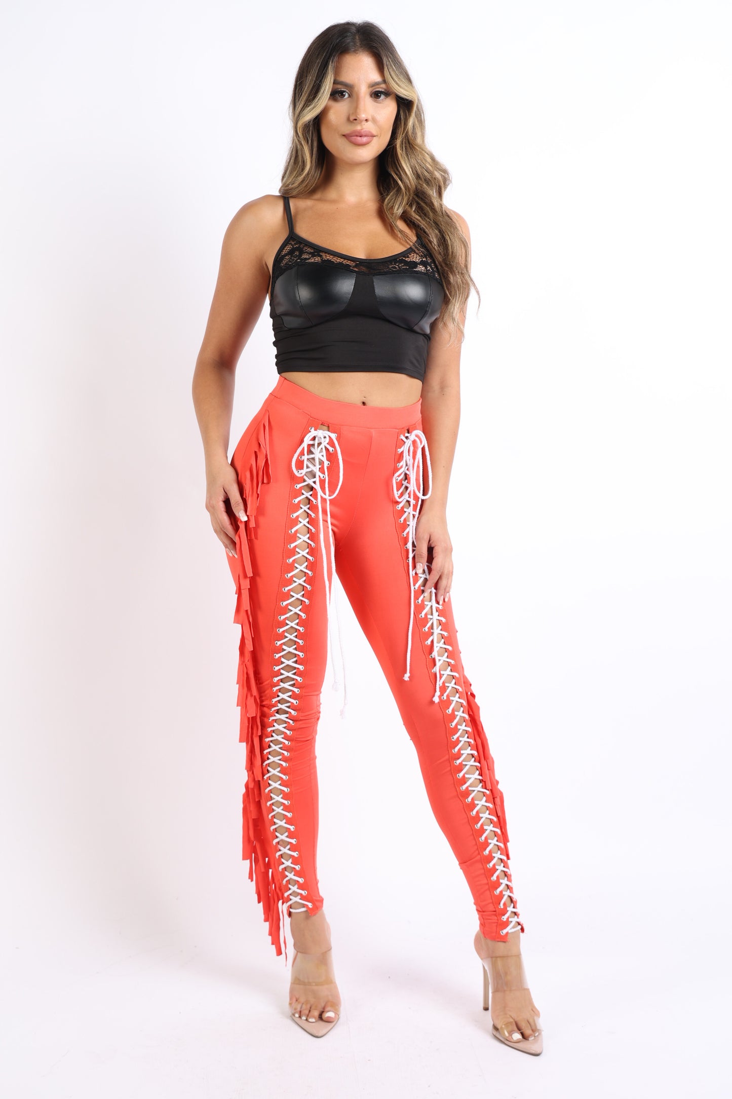 Lace Up Pants High Waist Leggings Trousers Tights Skinny Stretch and Fit Curves Perfectly