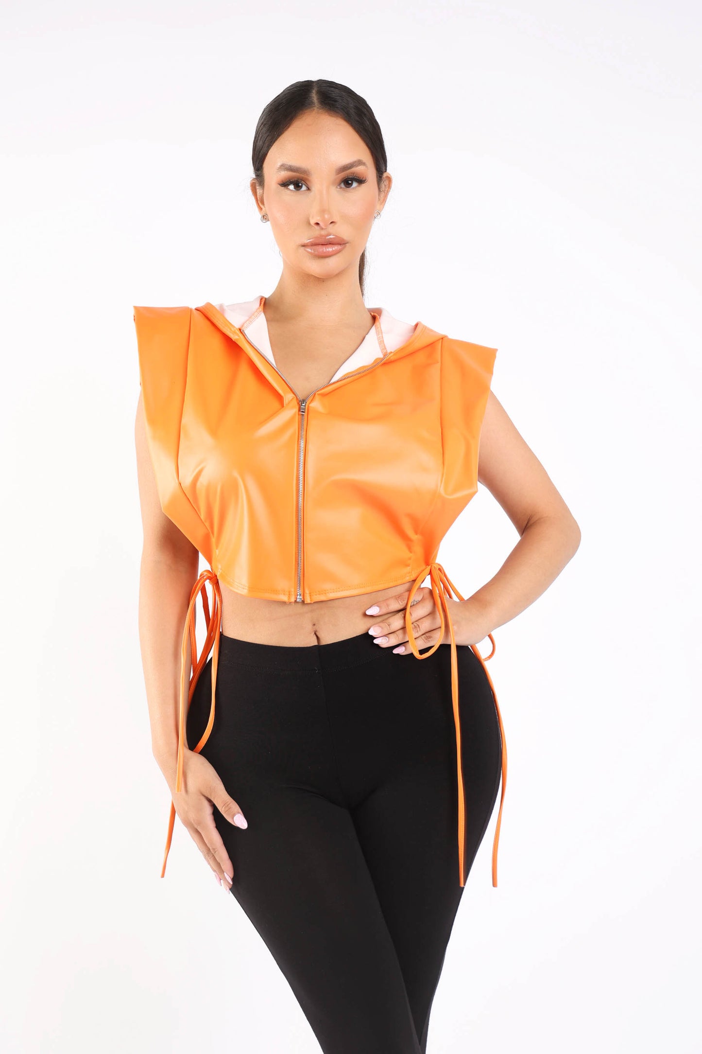 Matte Pu zip up vest