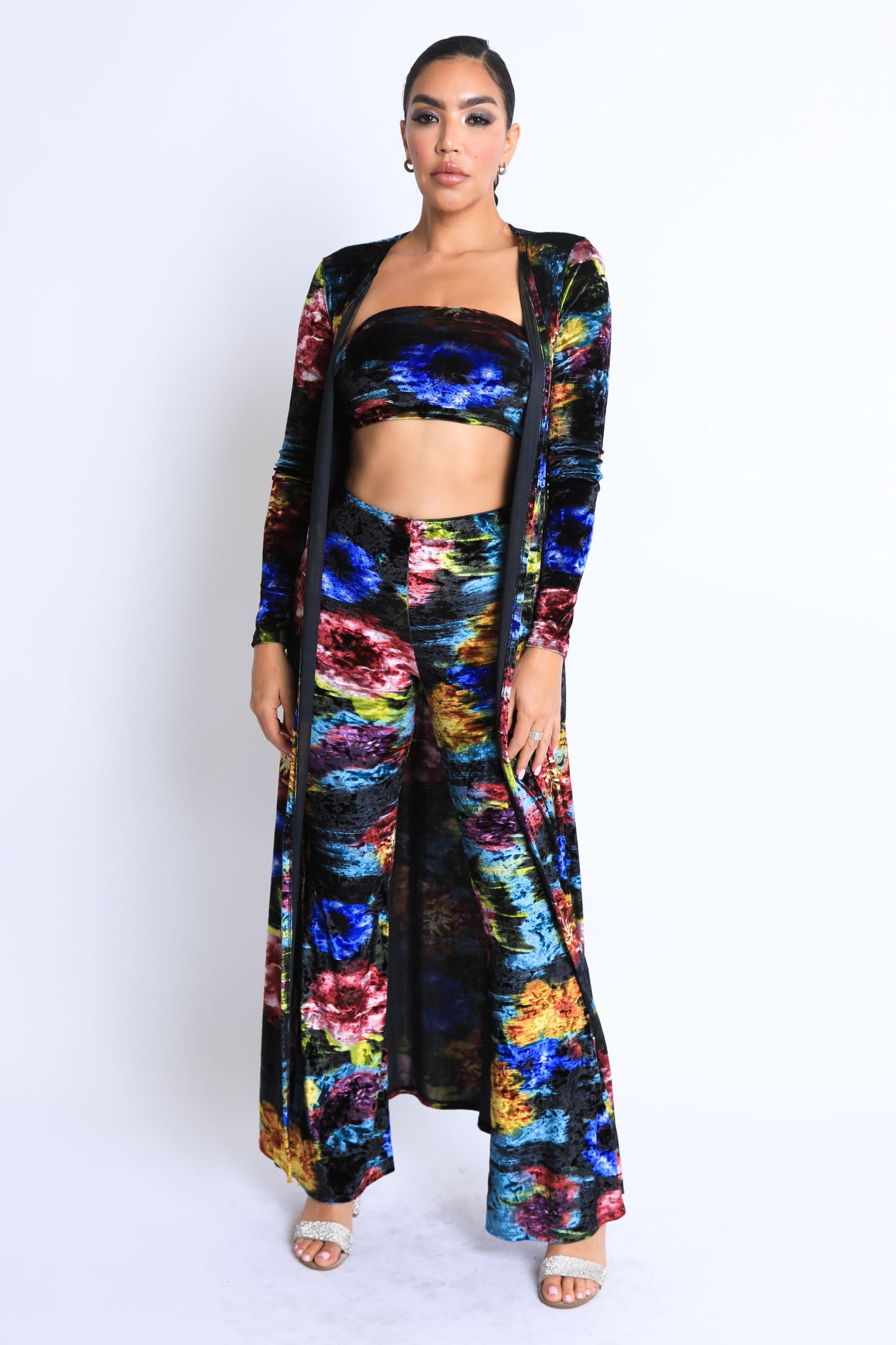 Printed velvet 3 piece set