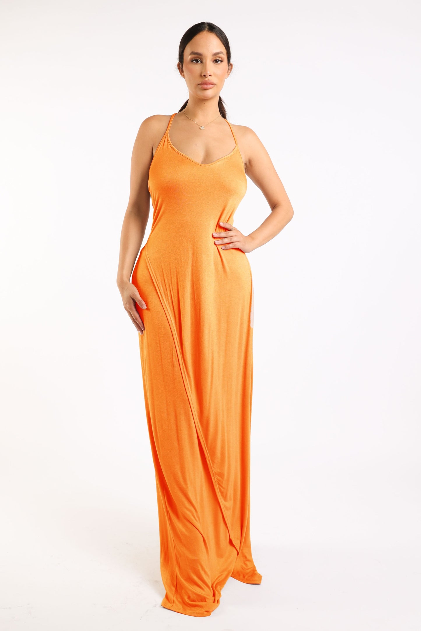 Ruched Open Back Maxi Dress