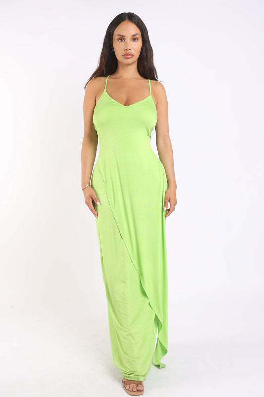 Ruched Open Back Maxi Dress
