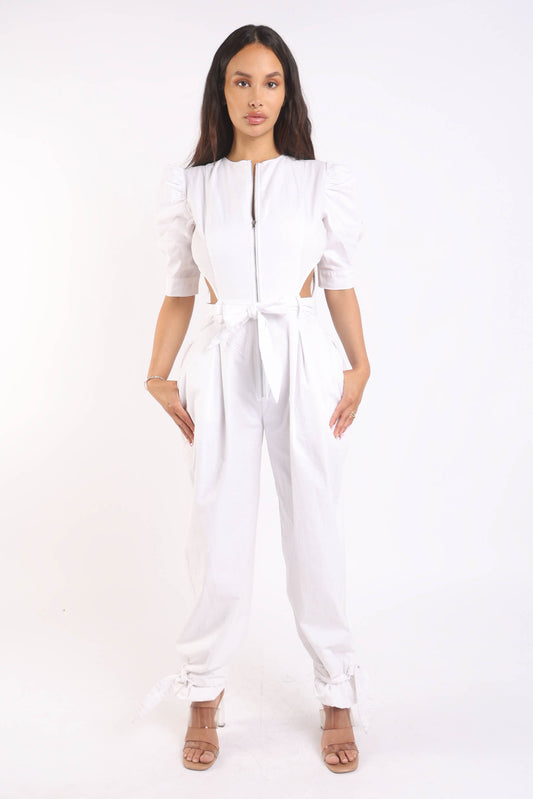 Puff shoulder jumpsuit