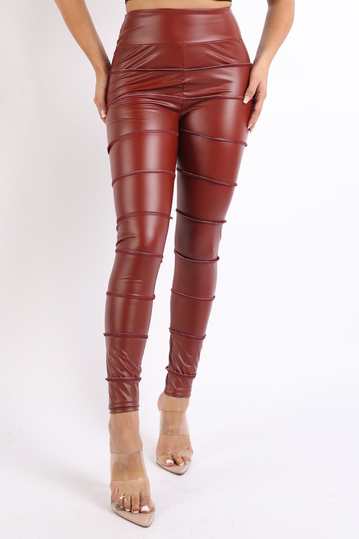 Stitched matte pu leggings