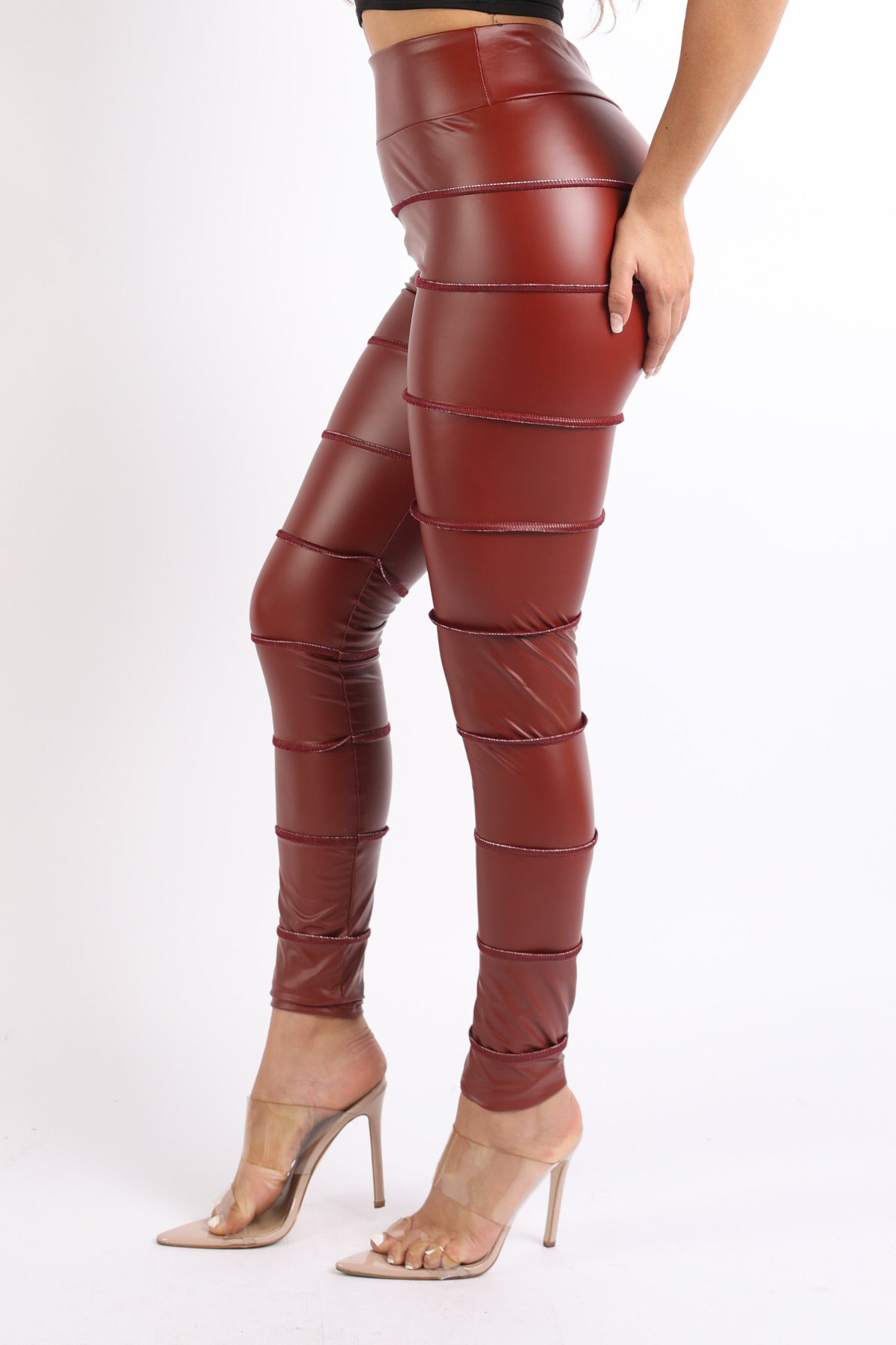 Stitched matte pu leggings