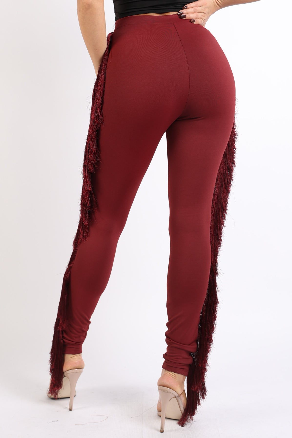 Fringe tassel detailed leggings