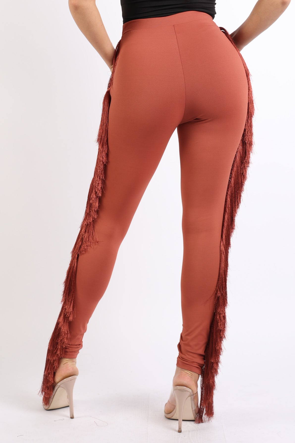 Fringe tassel detailed leggings
