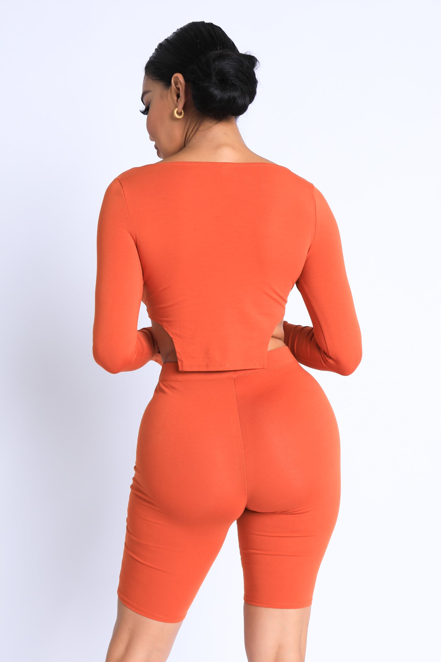 Side Cutting Square Neckline Crop Top Set