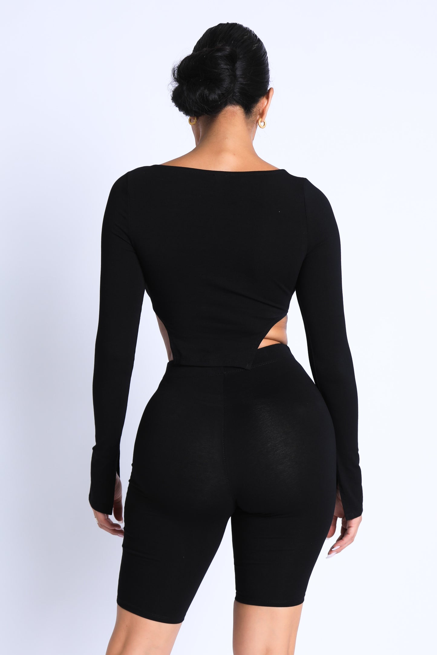 Side Cutting Square Neckline Crop Top Set