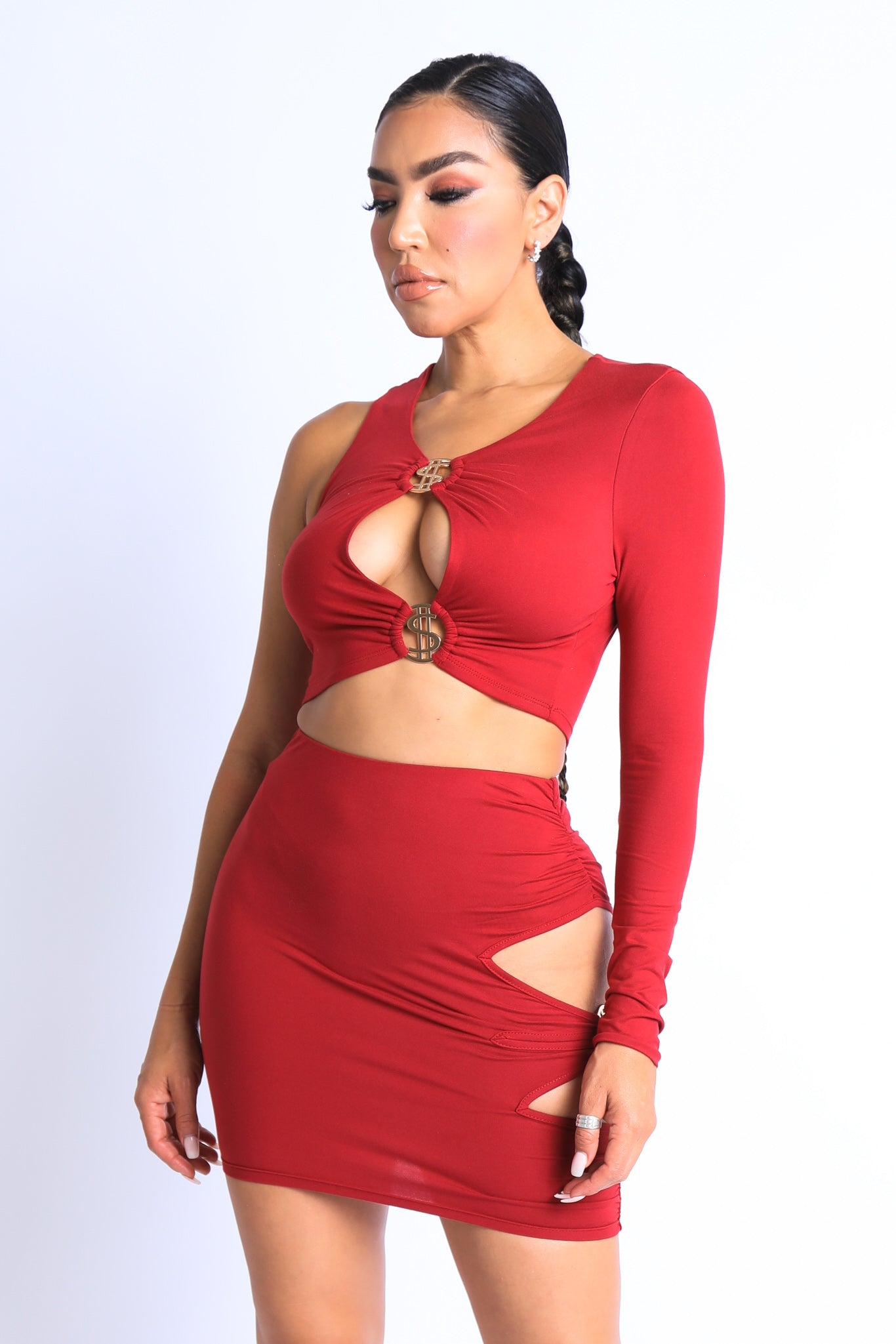 trim cut out skirt set