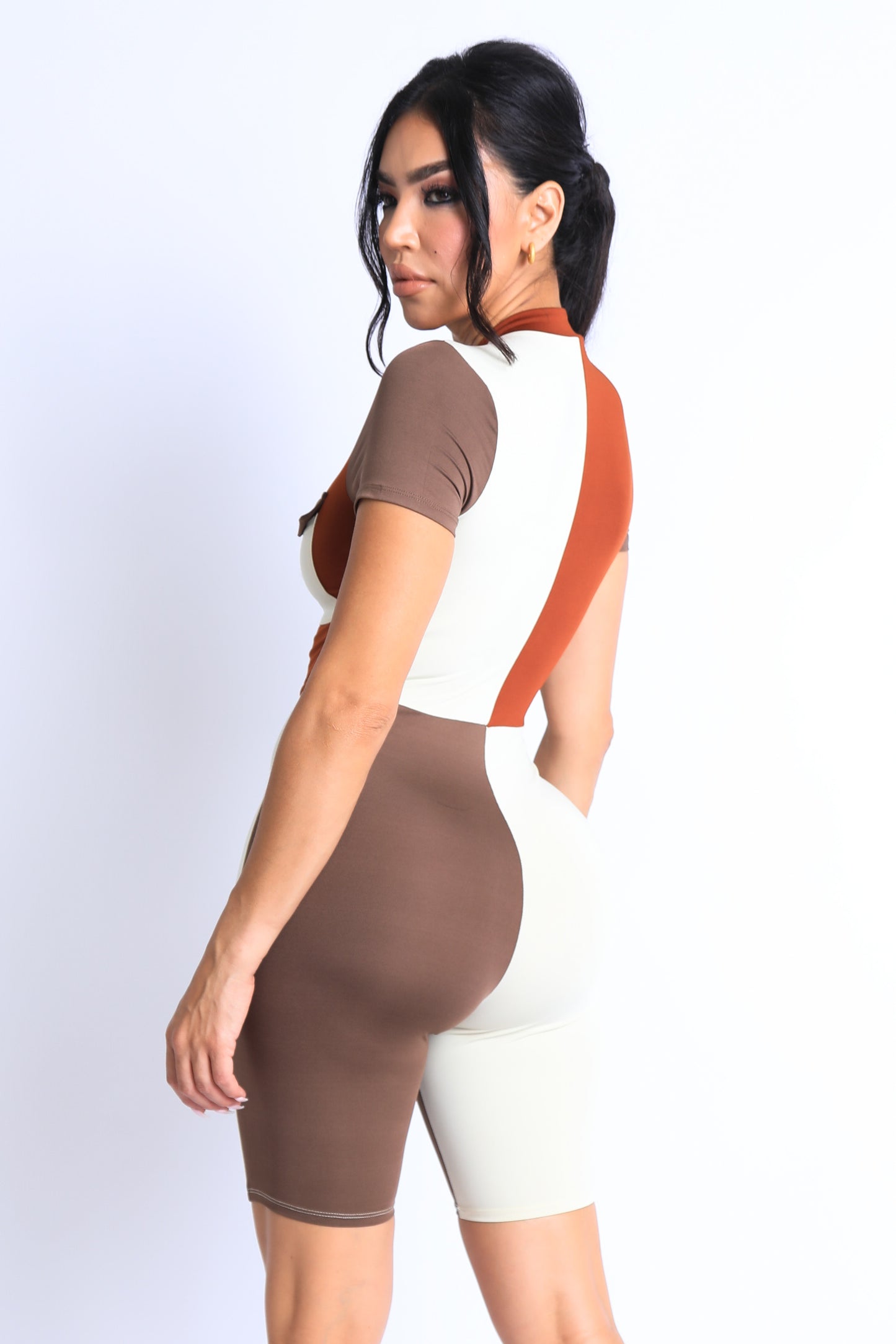 Color Block Pockets Detailed Romper