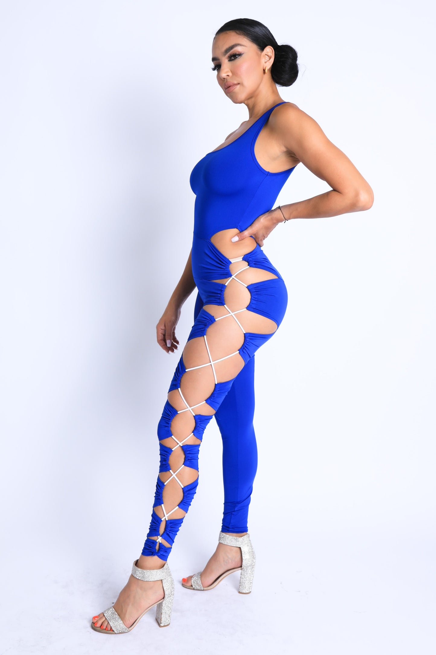 Asymmetric Shoulder Cut Out Jumpsuit