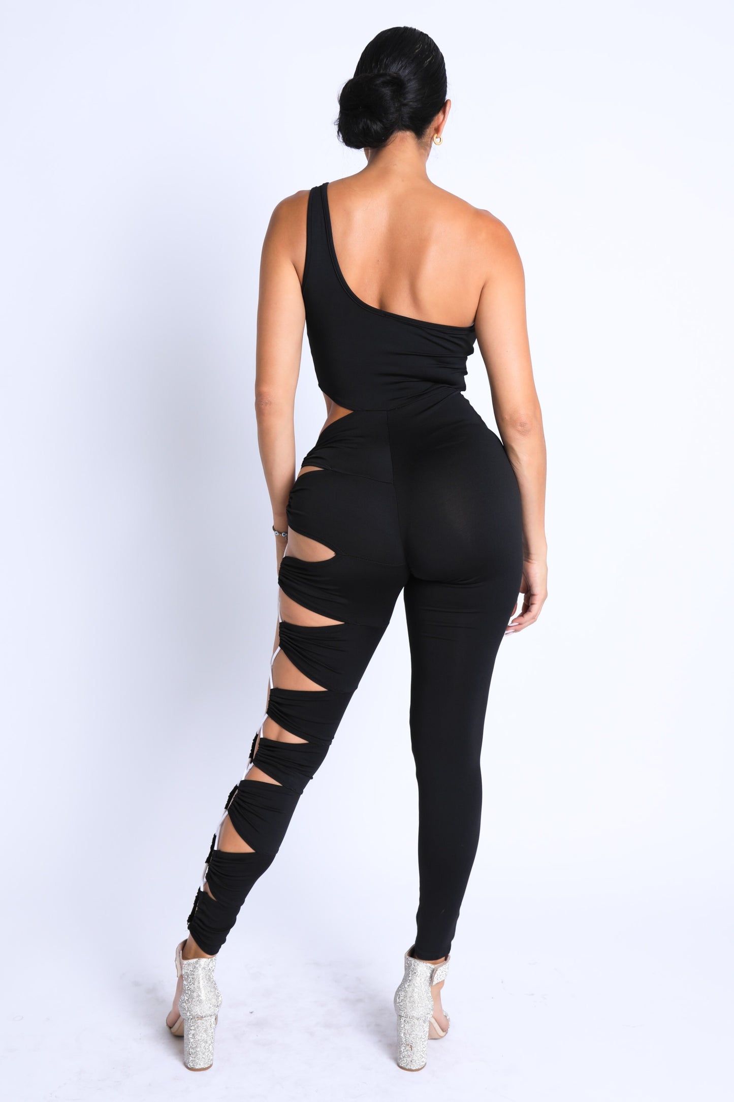 Asymmetric Shoulder Cut Out Jumpsuit