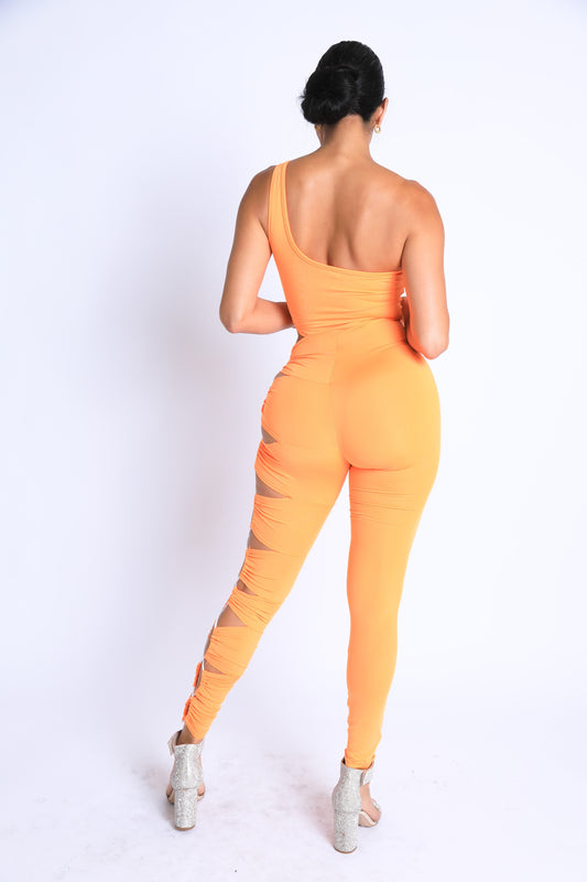 Asymmetric Shoulder Cut Out Jumpsuit