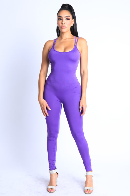 Double Spaghetti Strap Back Cut Out Jumpsuit