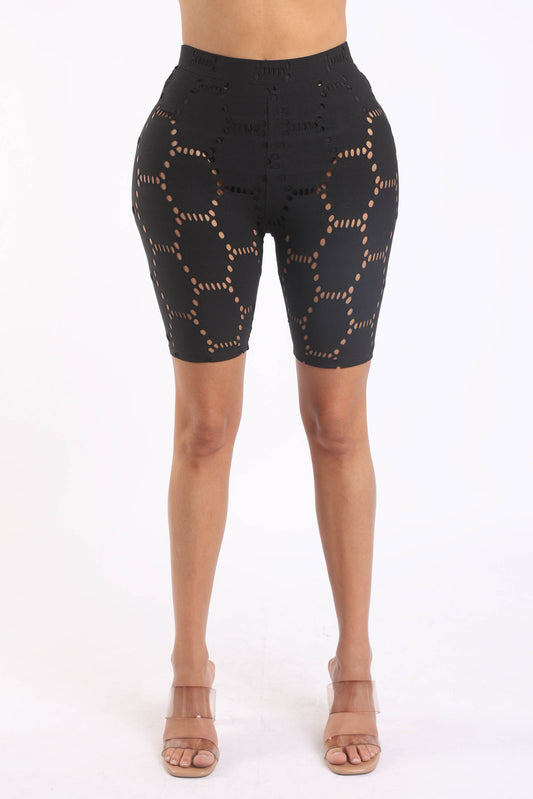 Novelty knit biker shorts