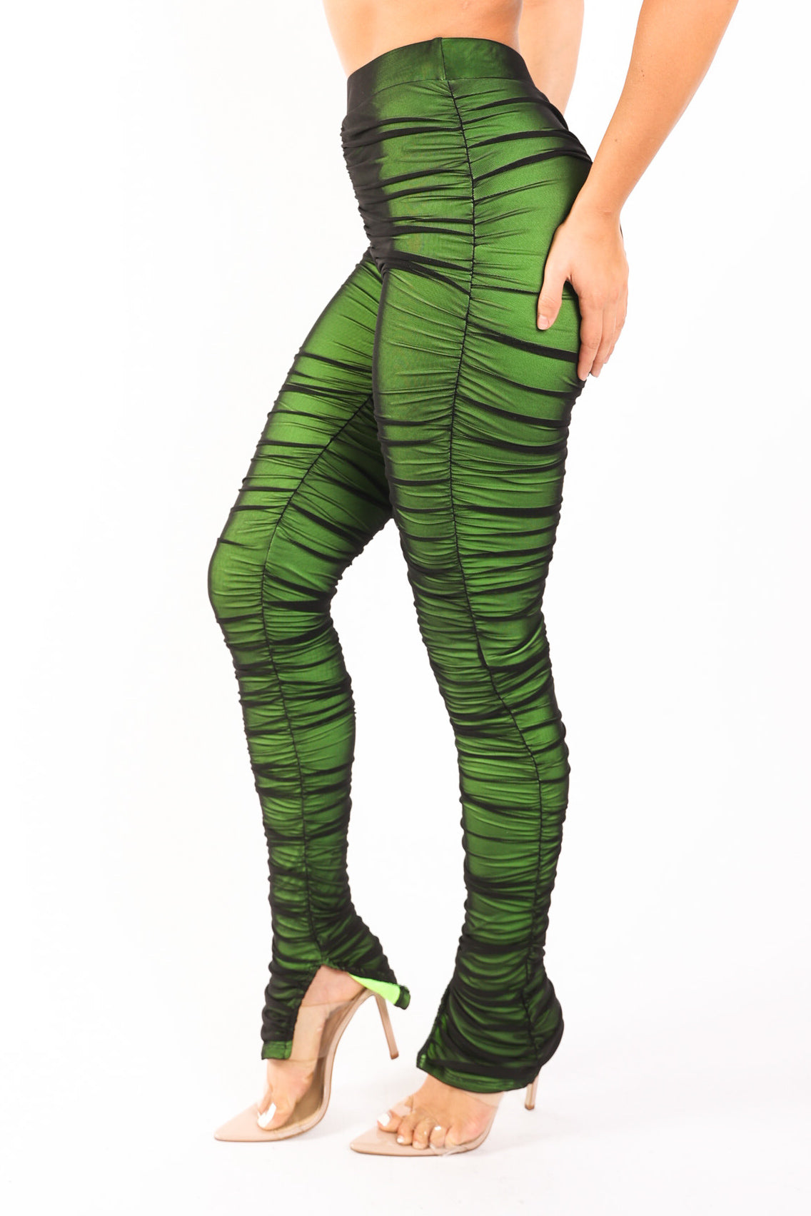 Double layered ruched leggings