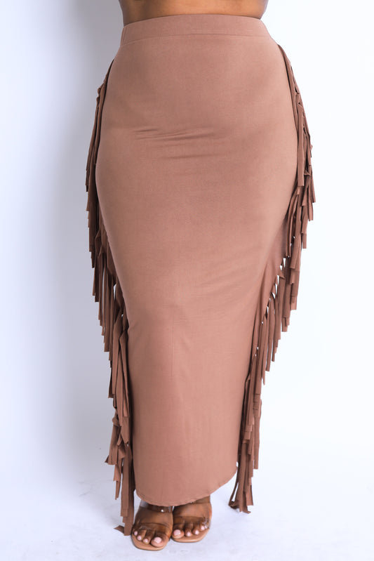 Fringed maxi skirt