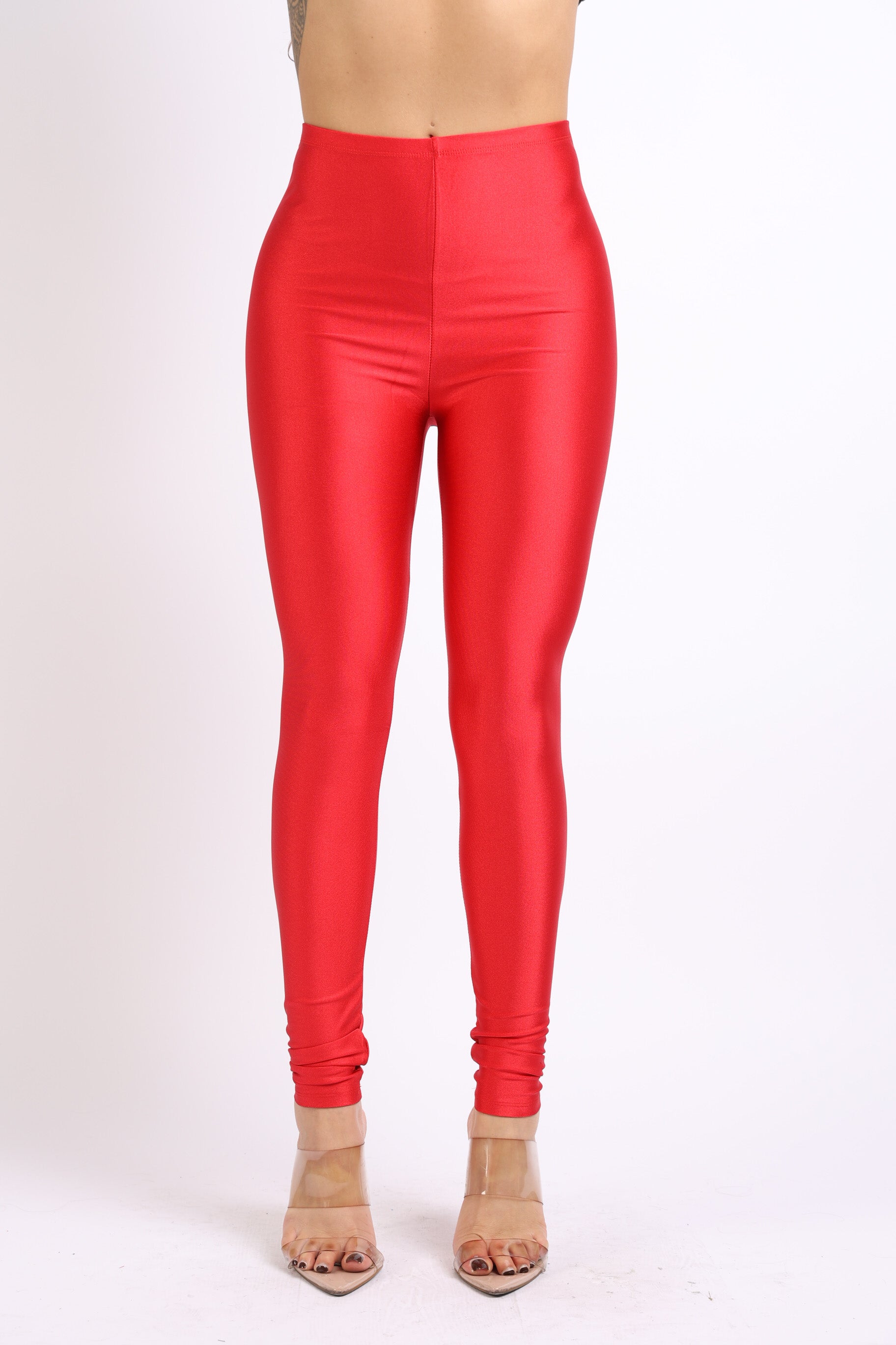 Red orange fuchsia vertical striped slim cropped pants for women jazz hot  pole dance singers stage preformance leggings silky diving pants