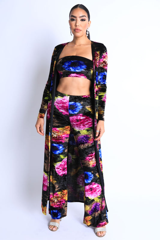 Printed velvet 3 piece set