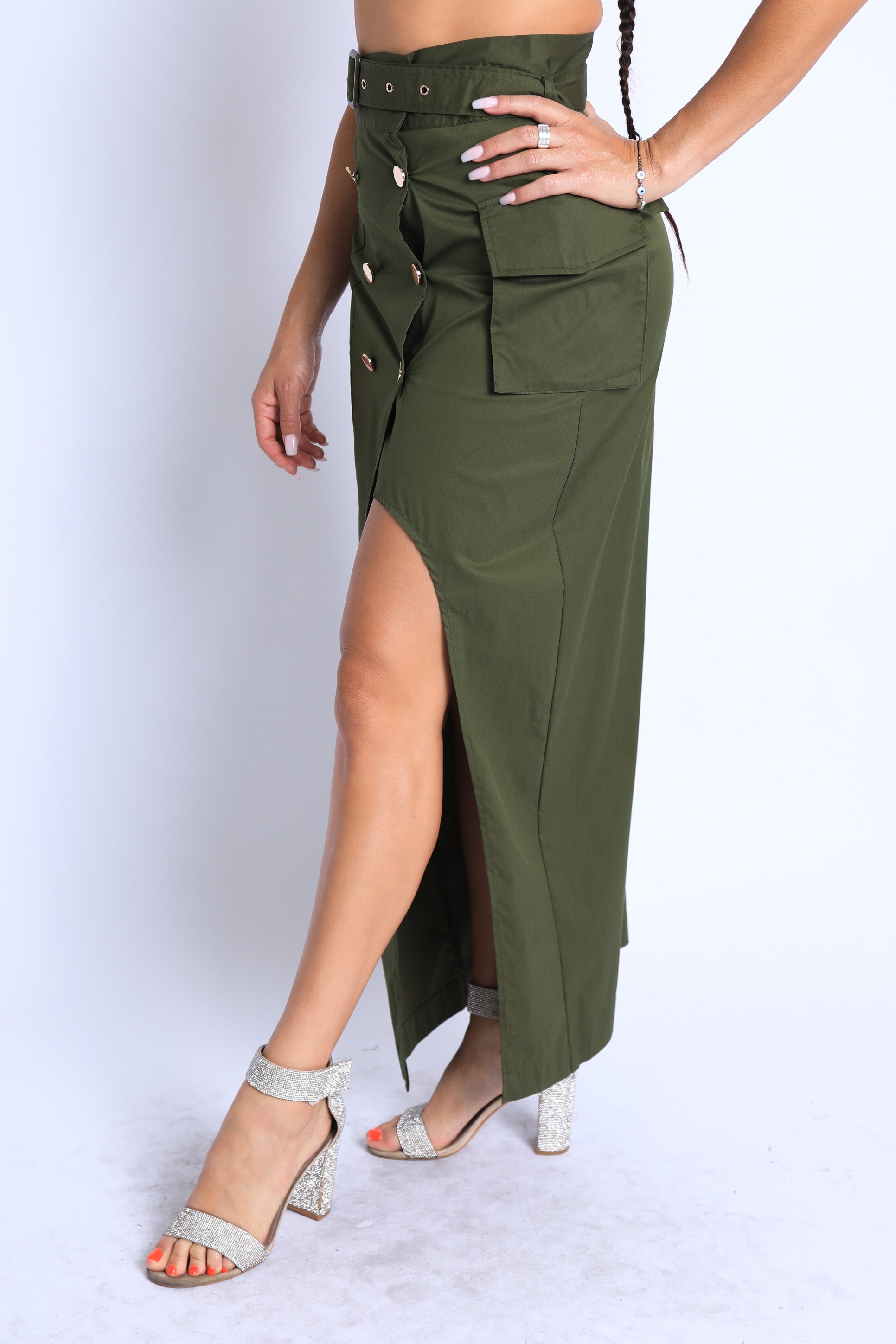 Asymmetric Pockets Detailed Maxi Skirt – toohotfashions