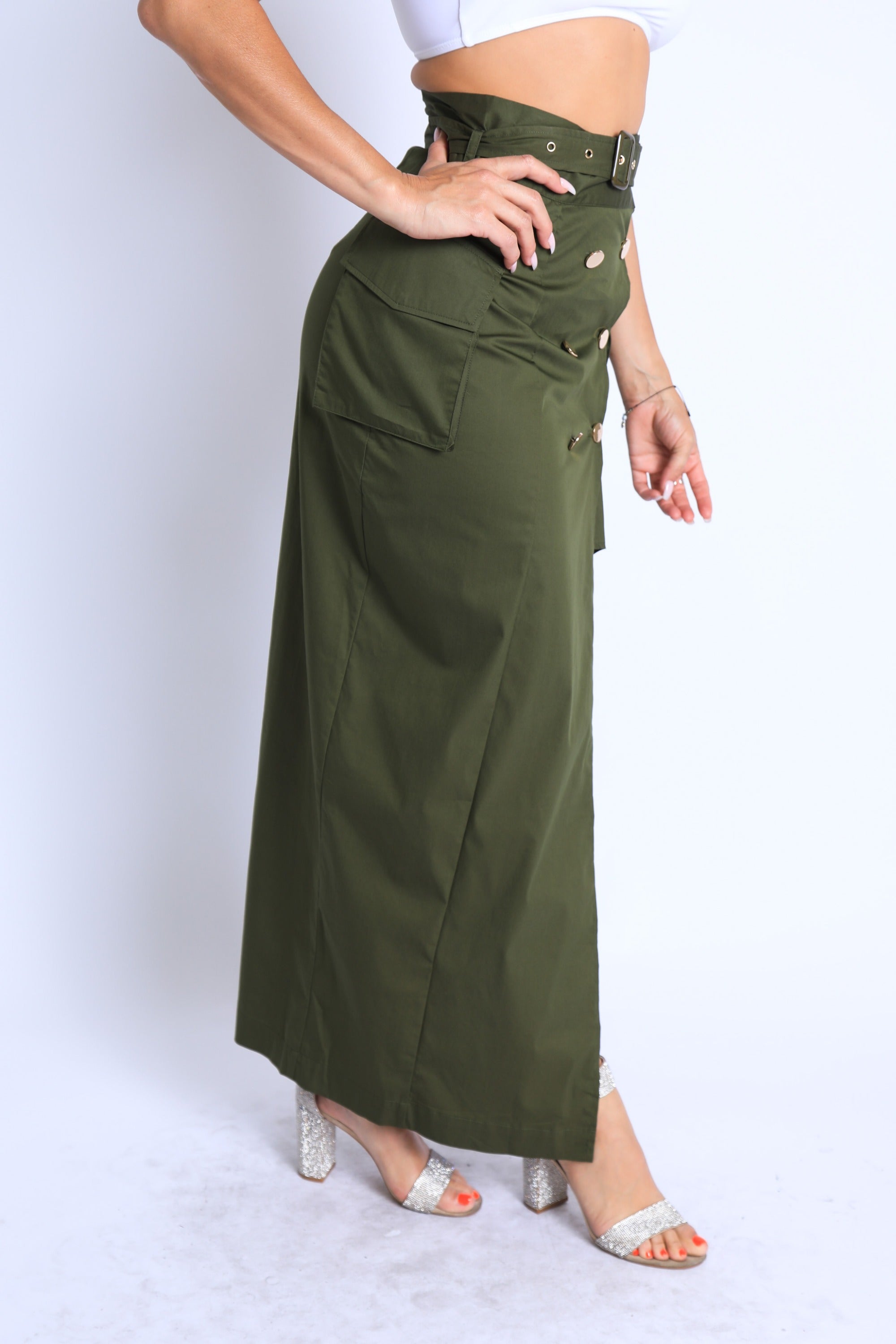 Asymmetric Pockets Detailed Maxi Skirt – toohotfashions