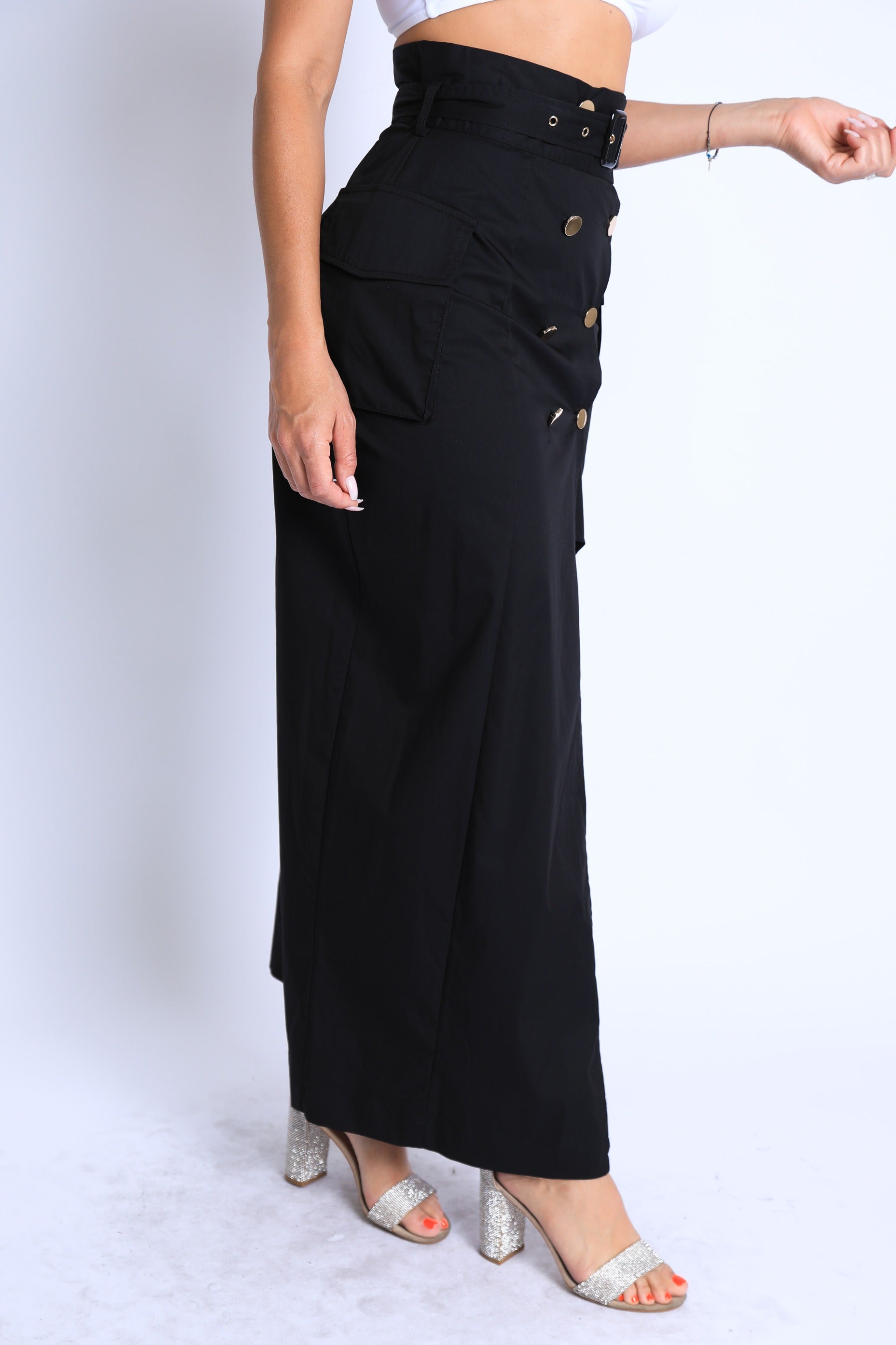 Asymmetric Pockets Detailed Maxi Skirt – toohotfashions