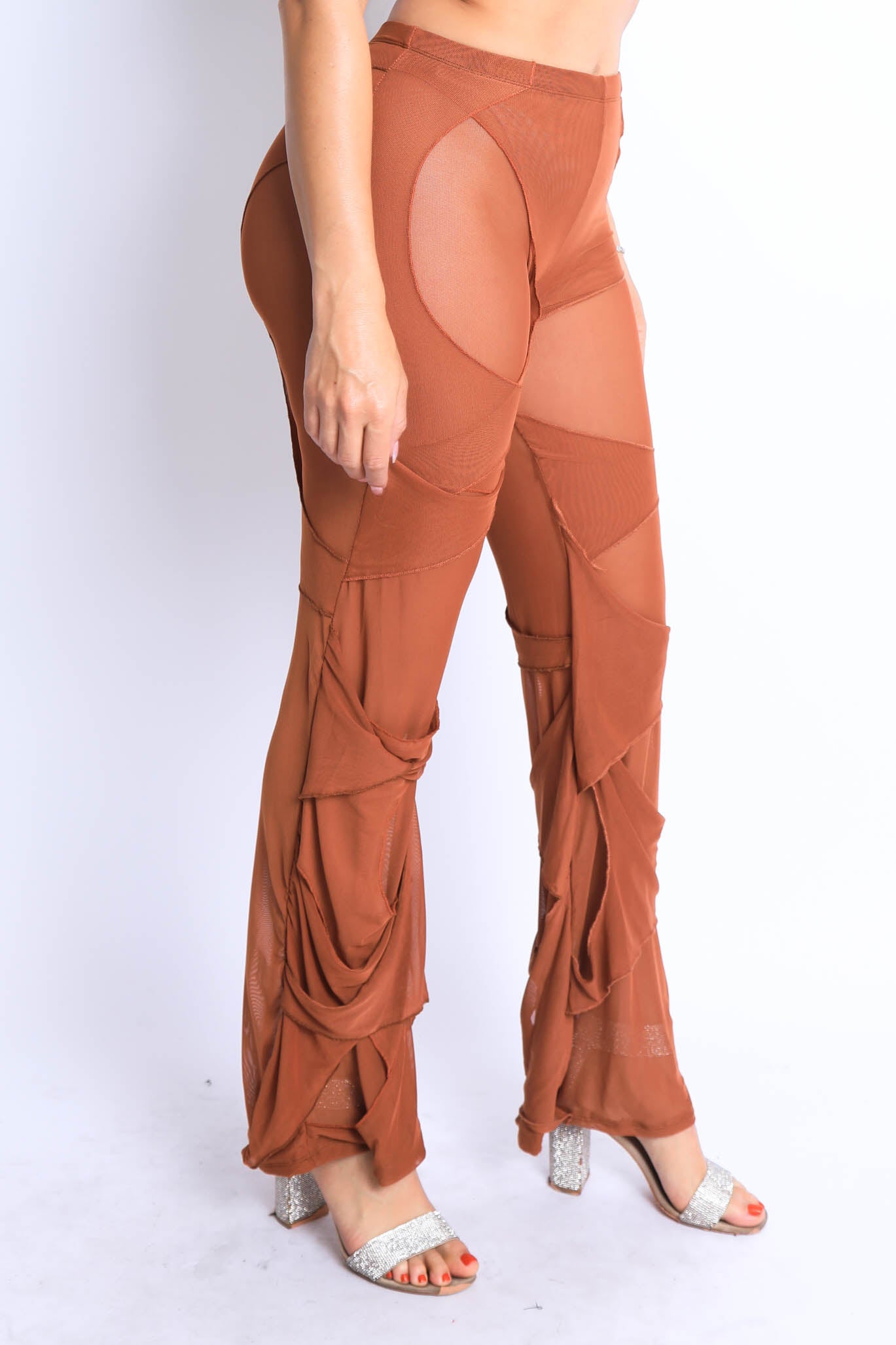 See Through Hollow Out Mesh Beach Cover Up Pants  Ishka